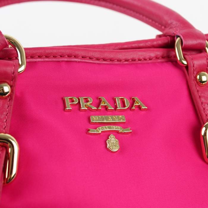 Prada Original leather Handbag - 1841 Rose Red Nylon and Lambskin Leather - Click Image to Close