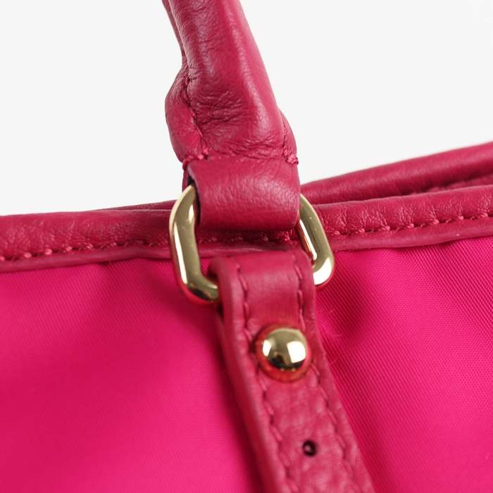 Prada Original leather Handbag - 1841 Rose Red Nylon and Lambskin Leather