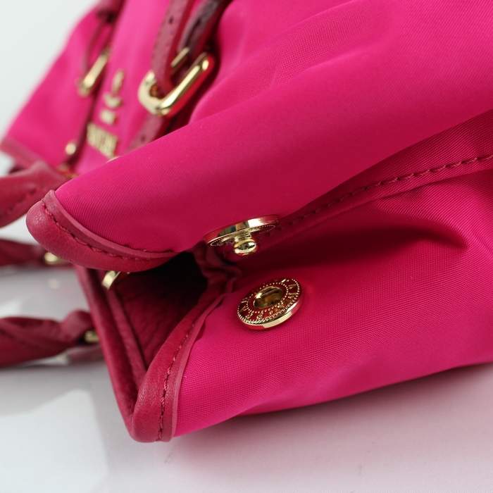 Prada Original leather Handbag - 1841 Rose Red Nylon and Lambskin Leather