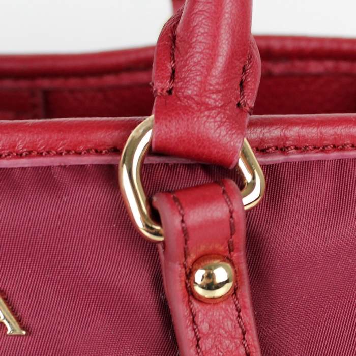 Prada Original leather Handbag - 1841 Wine Red Nylon and Lambskin Leather - Click Image to Close