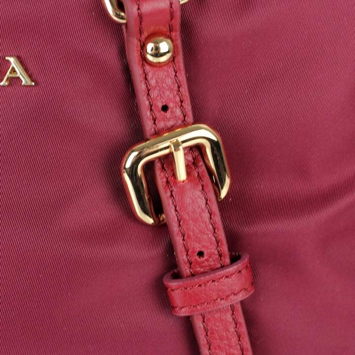 Prada Original leather Handbag - 1841 Wine Red Nylon and Lambskin Leather