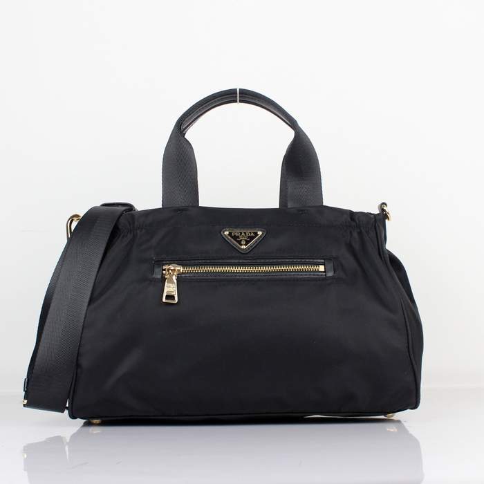 Prada Original leather Handbag - 1843 Black Nylon and Lambskin Leather - Click Image to Close