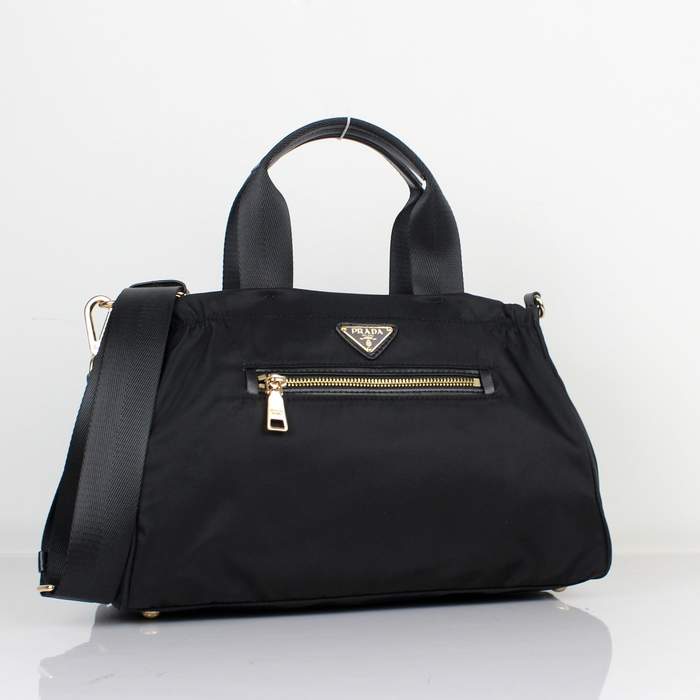 Prada Original leather Handbag - 1843 Black Nylon and Lambskin Leather