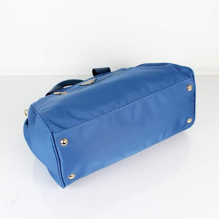 Prada Original leather Handbag - 1843 Blue Nylon and Lambskin Leather