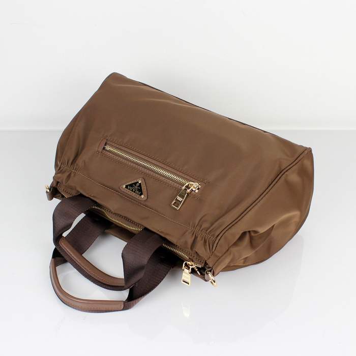 Prada Original leather Handbag - 1843 Coffee Nylon and Lambskin Leather