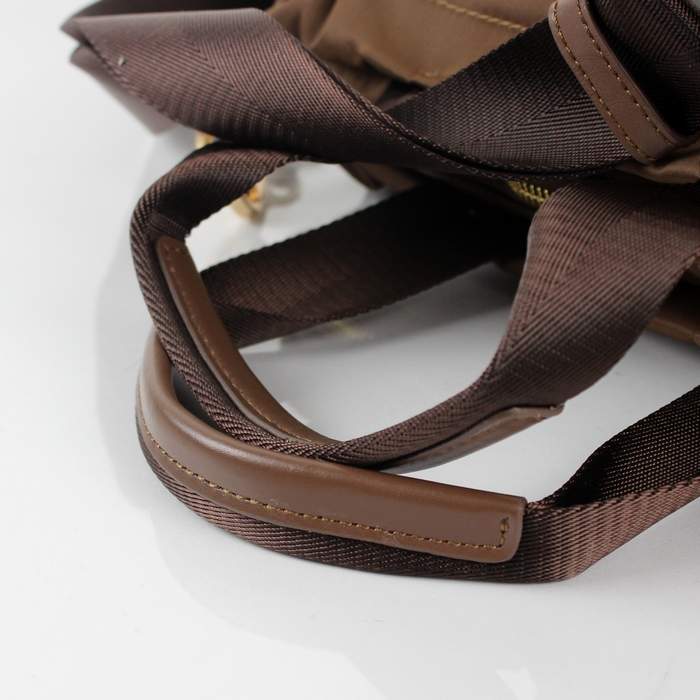 Prada Original leather Handbag - 1843 Coffee Nylon and Lambskin Leather