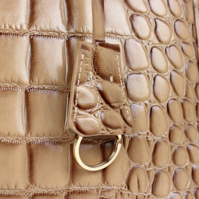 Prada Saffiano Calf Leather Tote BN2274 Khaki Croco Leather