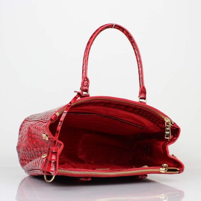 Prada Saffiano Calf Leather Tote BN2274 Red Croco Leather - Click Image to Close