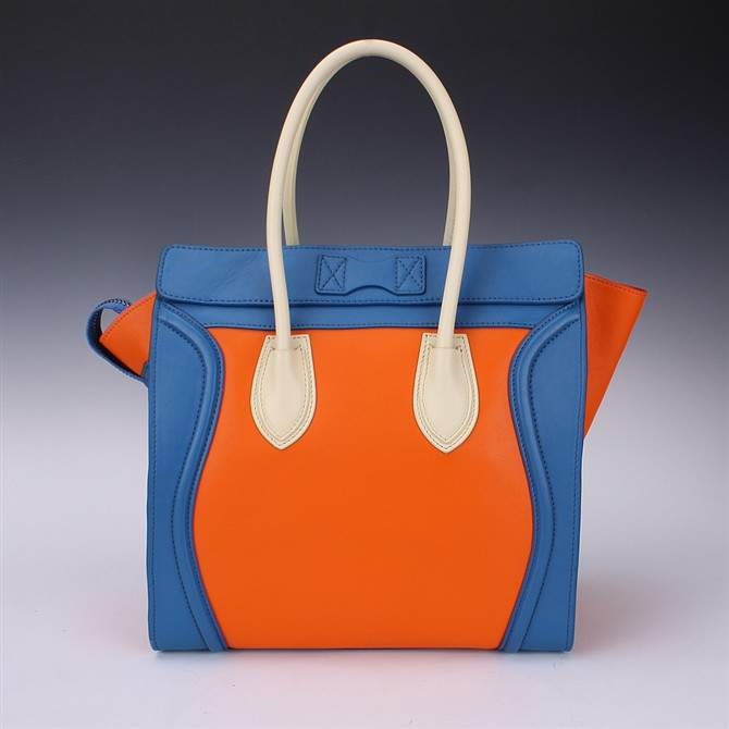 Knockoff Celine Luggage Mini 30cm Tote Bag - 88022 orange blue cream - Click Image to Close