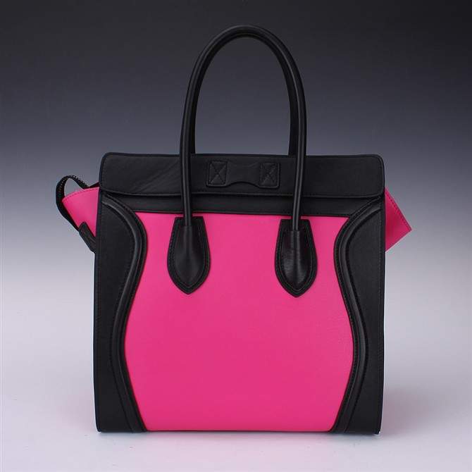 Knockoff Celine Luggage Mini 30cm Tote Bag - 88022 peach red & black - Click Image to Close
