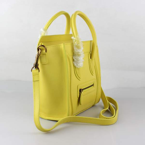 Knockoff Celine Nano 20cm Luggage Leather Tote Bag - 88029 Yellow
