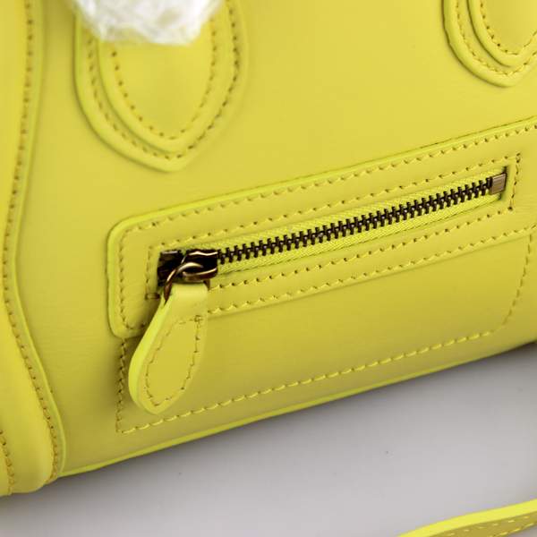 Knockoff Celine Nano 20cm Luggage Leather Tote Bag - 88029 Yellow - Click Image to Close