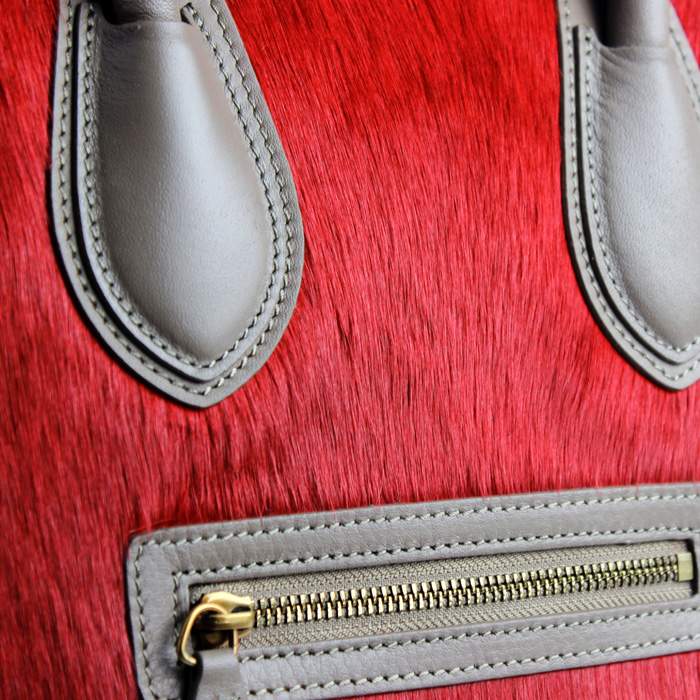 Knockoff Celine Luggage Mini 30cm Tote Bag - 88022 red/khaki/white