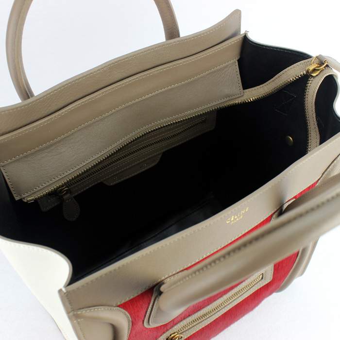 Knockoff Celine Luggage Mini 30cm Tote Bag - 88022 red/khaki/white - Click Image to Close