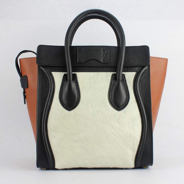 Knockoff Celine Luggage Mini 30cm Tote Bag - 88022 white/black/brown