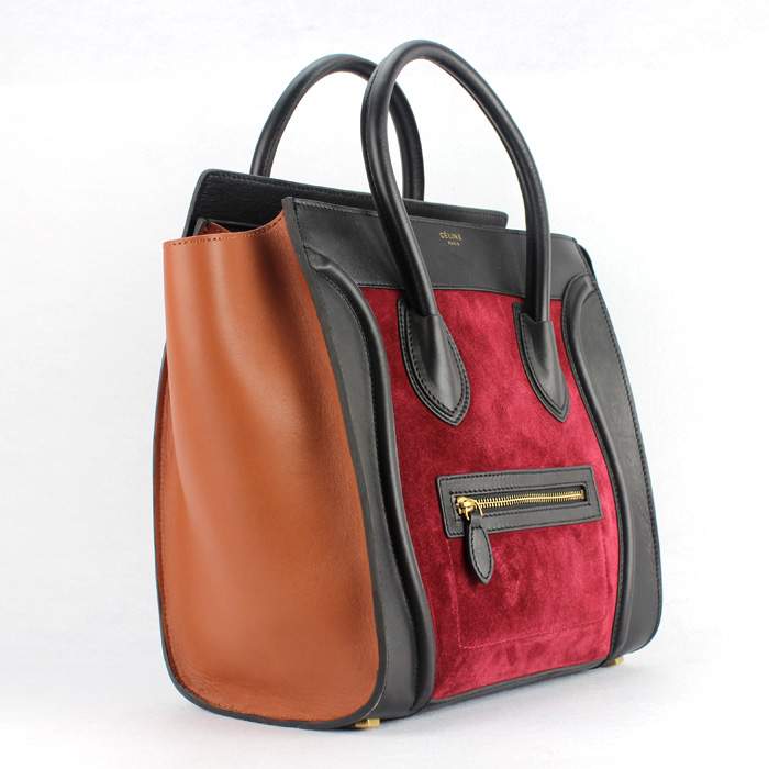 Knockoff Celine Luggage Mini 30cm Tote Bag - 88022 red/brown/black - Click Image to Close