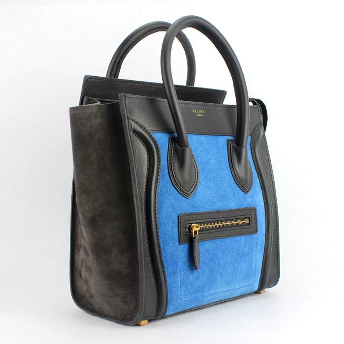 Knockoff Celine Luggage Micro Boston Bag Mini 26cm - 88023 blue/brown/black - Click Image to Close
