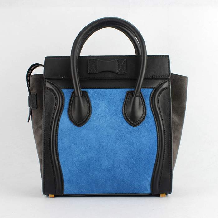 Knockoff Celine Luggage Micro Boston Bag Mini 26cm - 88023 blue/brown/black - Click Image to Close