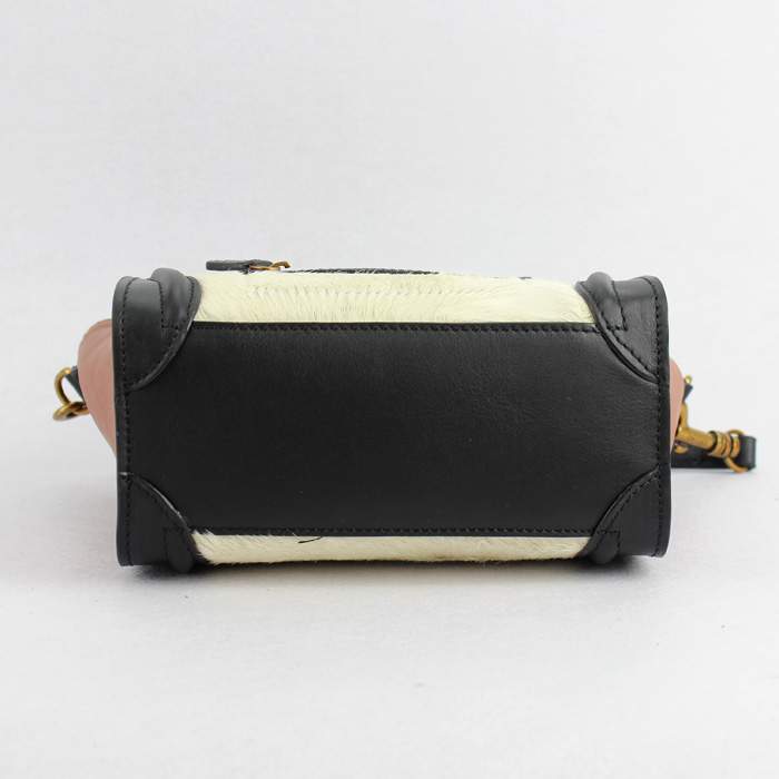 Knockoff Celine Nano 20cm Luggage Leather Tote Bag - 88029 white/brown/black