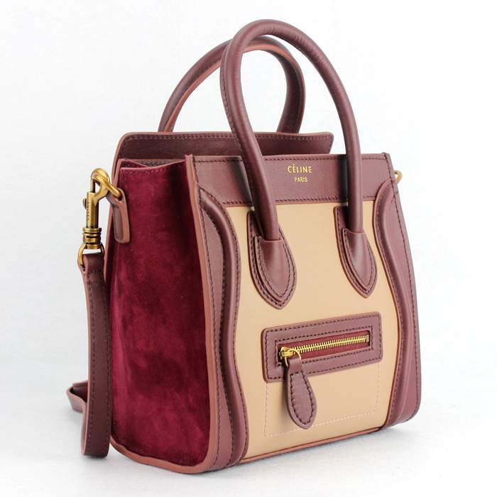 Knockoff Celine Nano 20cm Luggage Leather Tote Bag - 88029 winered & red