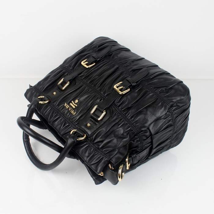 Prada Gaufre Lambskin Leather Tote Bag BN1336 Black