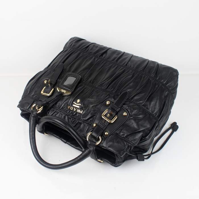 Prada Gaufre Lambskin Leather Tote Bag BN1788 Black