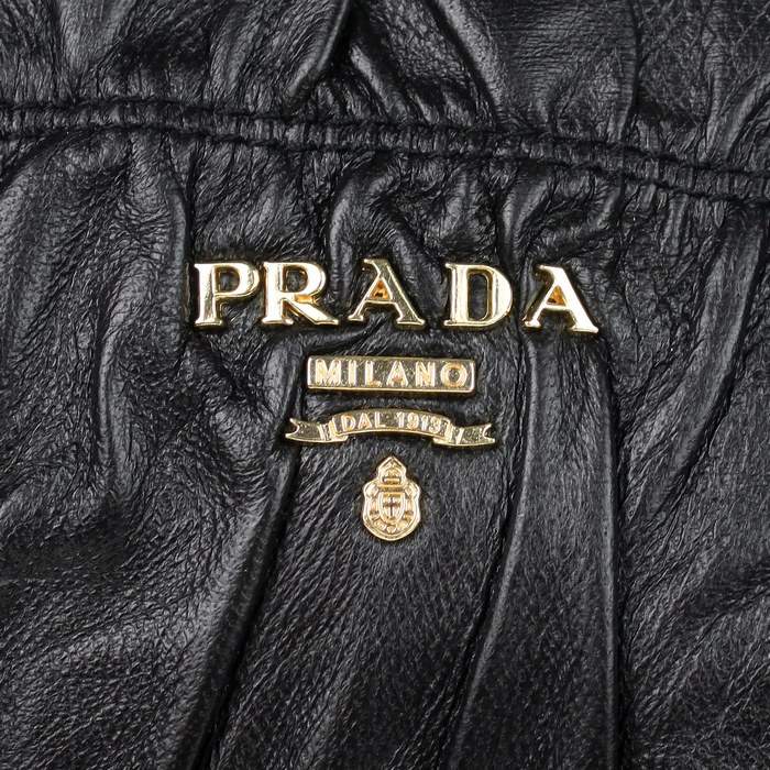 Prada Gaufre Lambskin Leather Tote Bag BN1788 Black - Click Image to Close