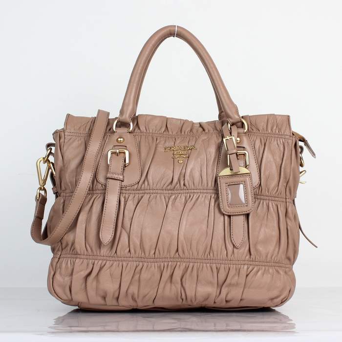 Prada Grufre Nappa Leather Top Handle Bag - 5011 Apricot