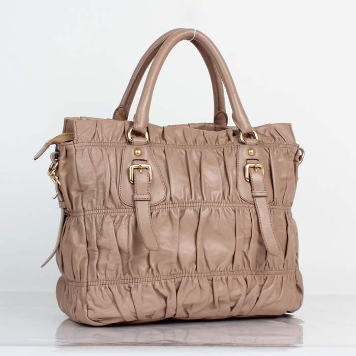Prada Grufre Nappa Leather Top Handle Bag - 5011 Apricot - Click Image to Close