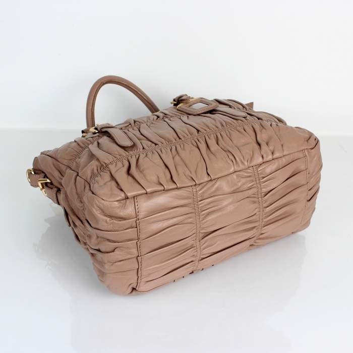 Prada Grufre Nappa Leather Top Handle Bag - 5011 Apricot