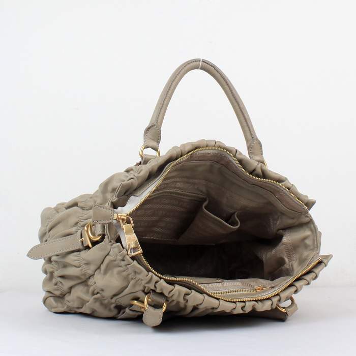 Prada Grufre Nappa Leather Top Handle Bag - 5011 Grey - Click Image to Close