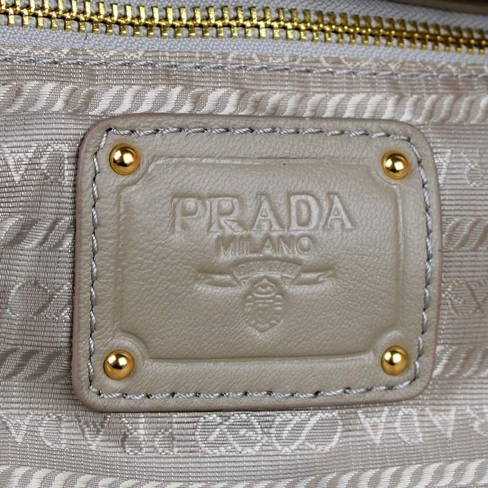 Prada Grufre Nappa Leather Top Handle Bag - 5011 Grey - Click Image to Close