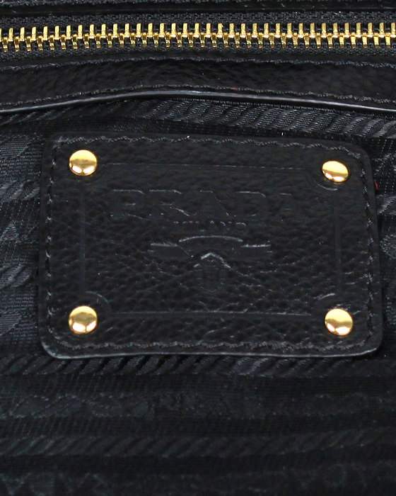 Prada Milled Leather Tote Bag - 6005 Black