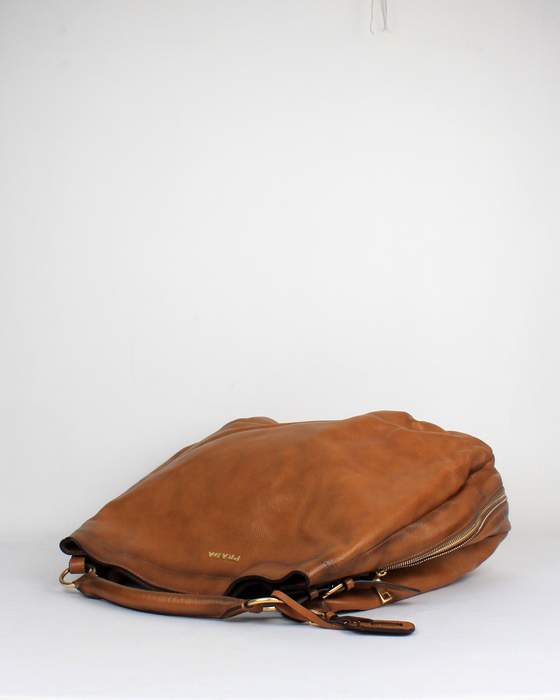 Prada Milled Tote Leather Handbags - 60096 Tan - Click Image to Close