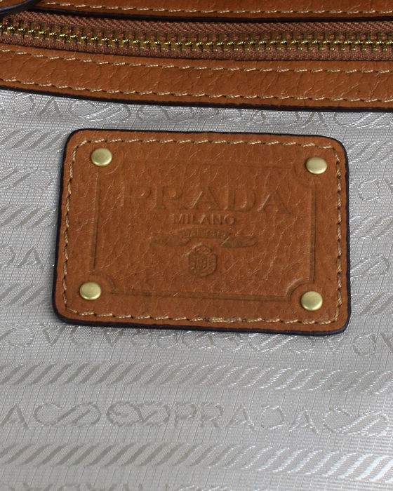 Prada Milled Tote Leather Handbags - 60096 Tan