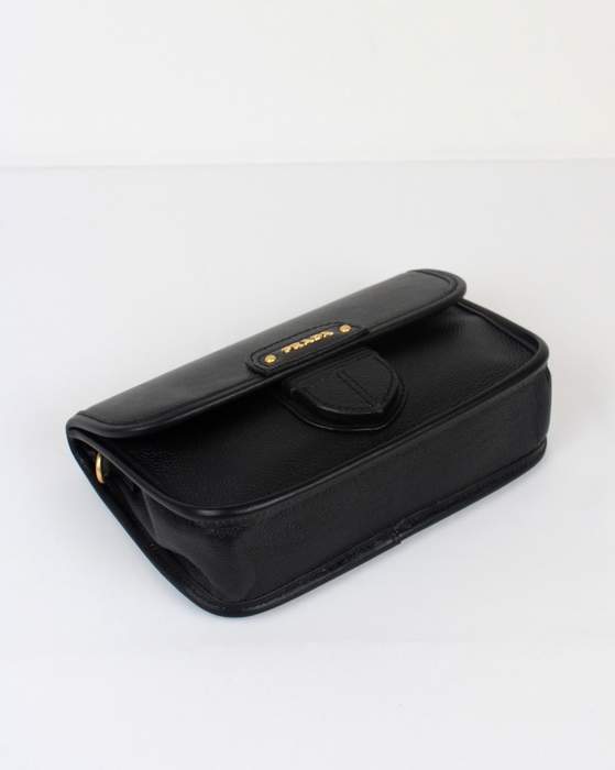 Prada Litchi Veins Shoulder Bag - 6029 Black - Click Image to Close