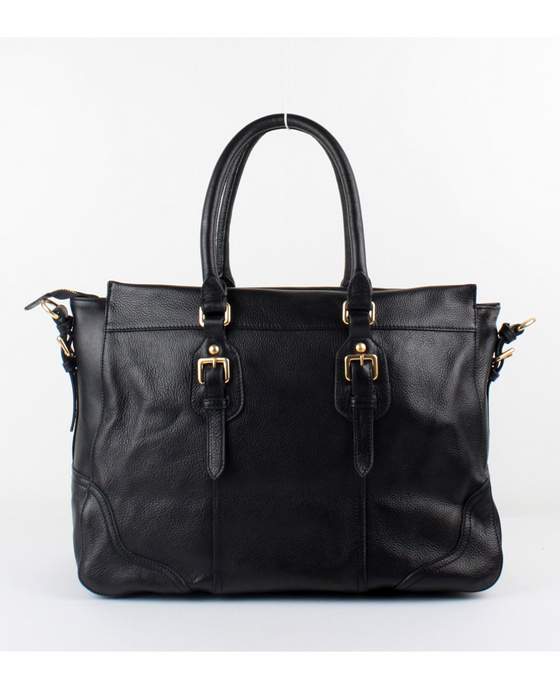 Prada Milled Leather Tote Bag - 6034 Black