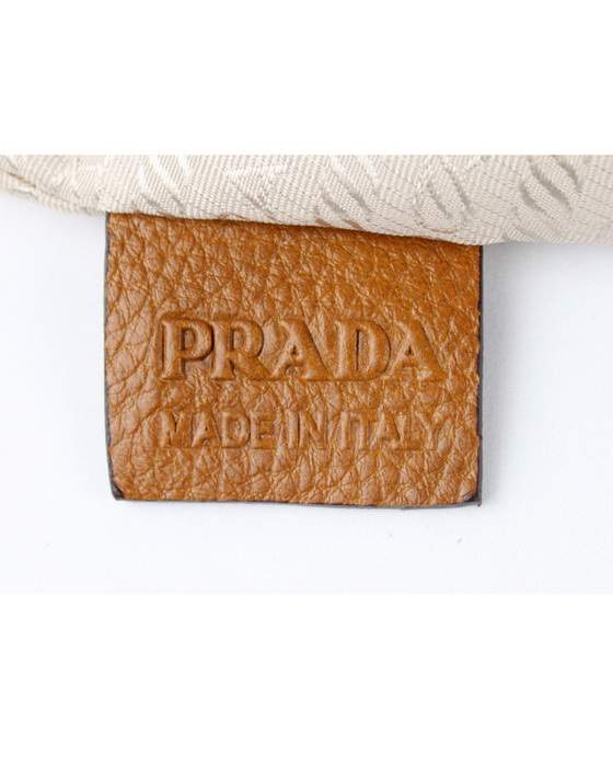 Prada Milled Leather Tote Bag - 6034 Tan