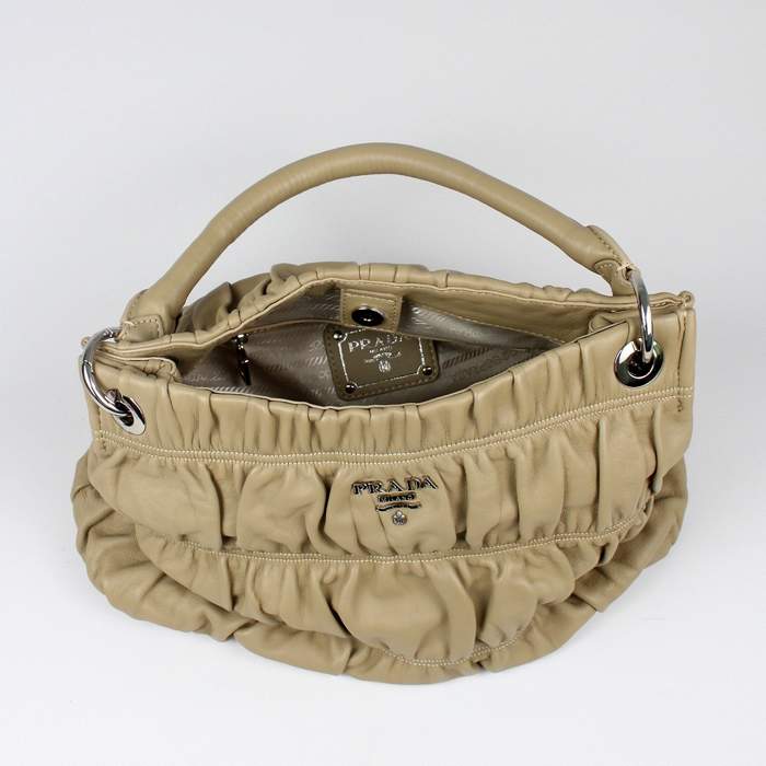 Prada Gaufre Nappa Leather Hobo Bag - 6037 Apricot