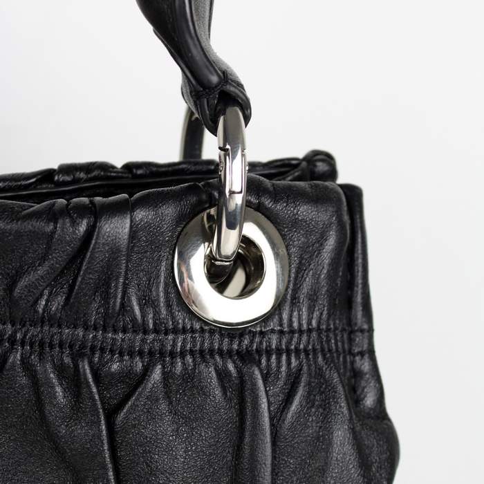 Prada Gaufre Nappa Leather Hobo Bag - 6037 Black