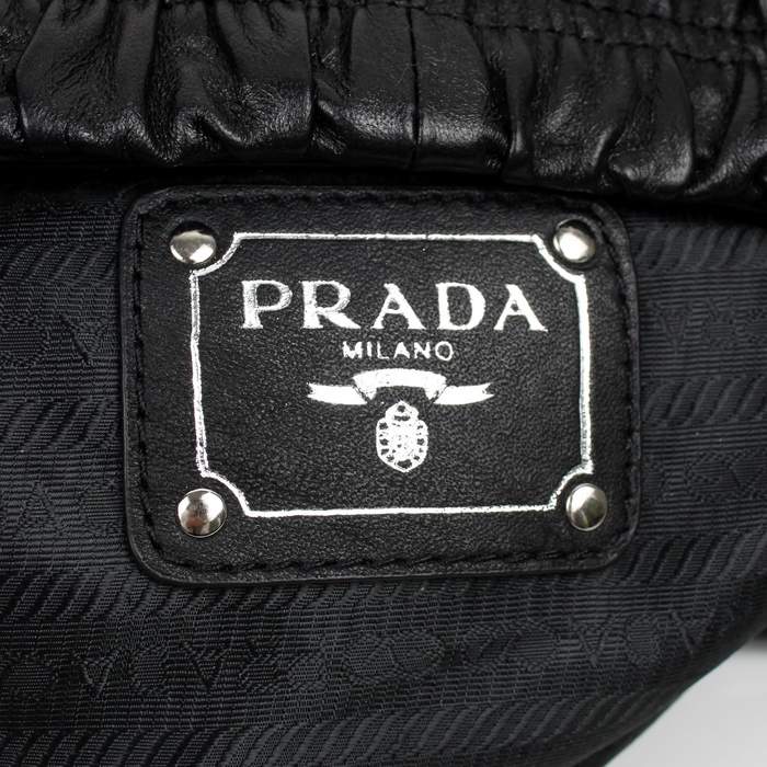 Prada Gaufre Nappa Leather Hobo Bag - 6037 Black