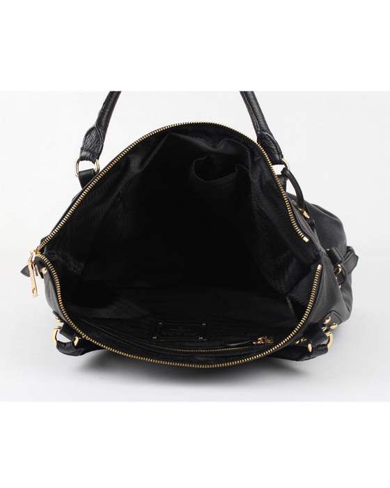 Prada Milled Leather Tote Bag - 6047 Black - Click Image to Close