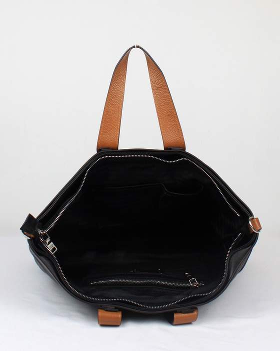 Prada Milled Leather Tote Bag - 8025 Black