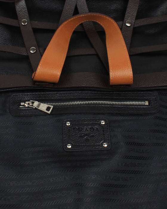Prada Milled Leather Tote Bag - 8025 Black