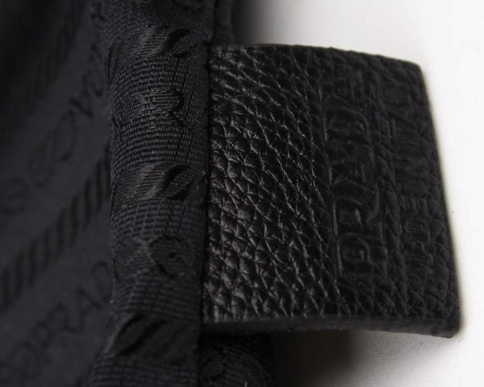 Prada Milled Leather Tote Bag - 8025 Black - Click Image to Close