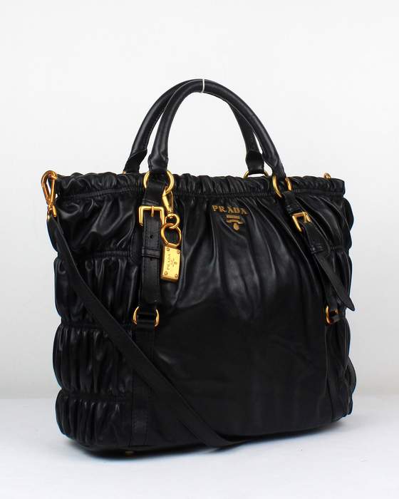 Prada Gaufre Nappa Leather Tote Bag - 8027 Black