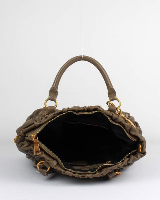 Prada Gaufre Nappa Leather Tote Bag - 8027 Khaki - Click Image to Close