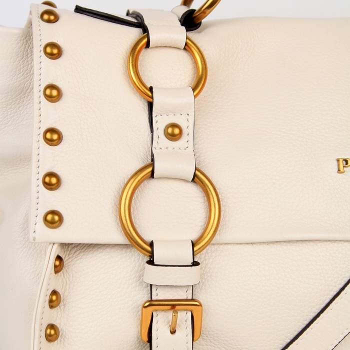 Prada Milled Leather Top Handle - 8028 Offwhite