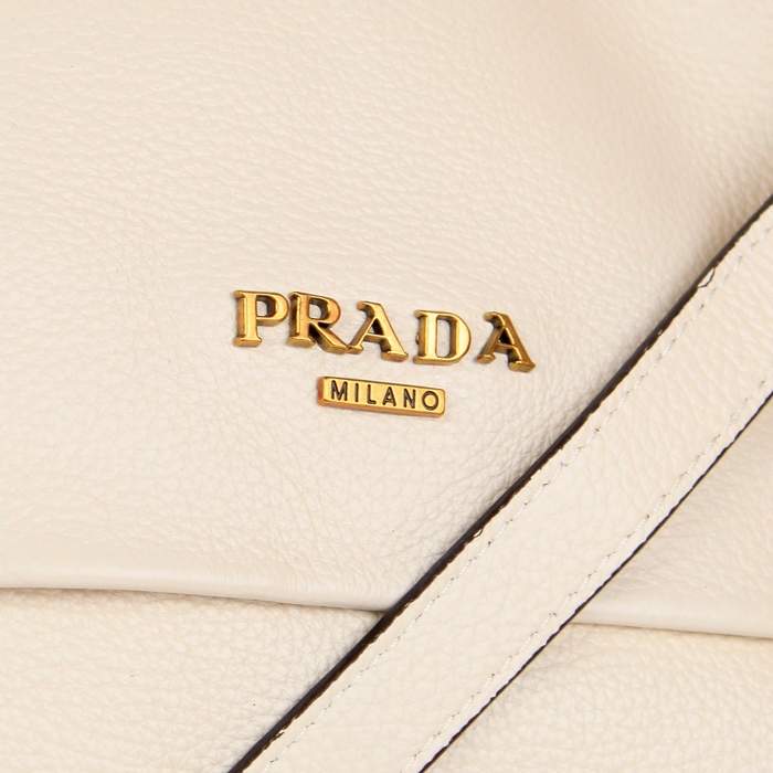Prada Milled Leather Top Handle - 8028 Offwhite - Click Image to Close