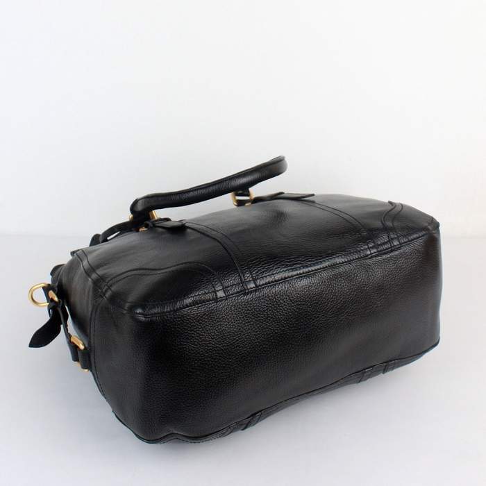 Prada Milled Leather Tote Bag - 8033 Black - Click Image to Close
